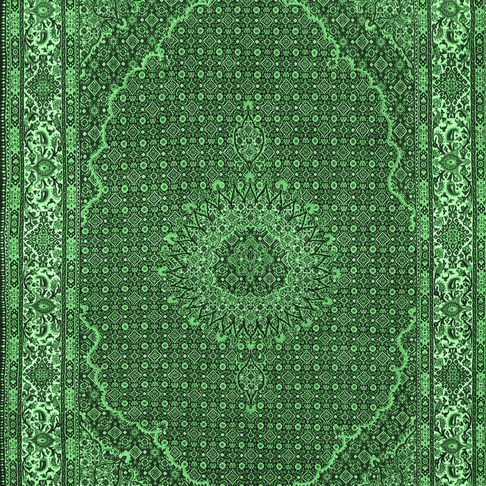 Machine Washable Medallion Emerald Green Traditional Area Rugs, wshtr949emgrn