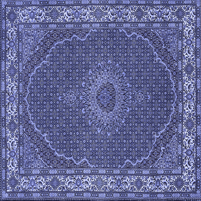 Square Machine Washable Medallion Blue Traditional Rug, wshtr949blu
