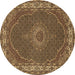 Round Medallion Brown Traditional Rug, tr949brn