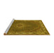 Sideview of Machine Washable Medallion Yellow Traditional Rug, wshtr949yw