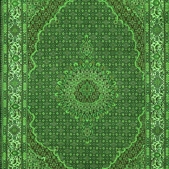 Serging Thickness of Machine Washable Medallion Green Traditional Area Rugs, wshtr949grn