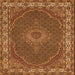 Round Machine Washable Medallion Orange Traditional Area Rugs, wshtr949org