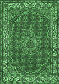 Medallion Emerald Green Traditional Rug, tr949emgrn