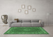 Machine Washable Medallion Emerald Green Traditional Area Rugs in a Living Room,, wshtr949emgrn