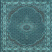 Square Medallion Light Blue Traditional Rug, tr949lblu