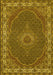 Machine Washable Medallion Yellow Traditional Rug, wshtr949yw