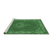 Sideview of Machine Washable Medallion Emerald Green Traditional Area Rugs, wshtr949emgrn