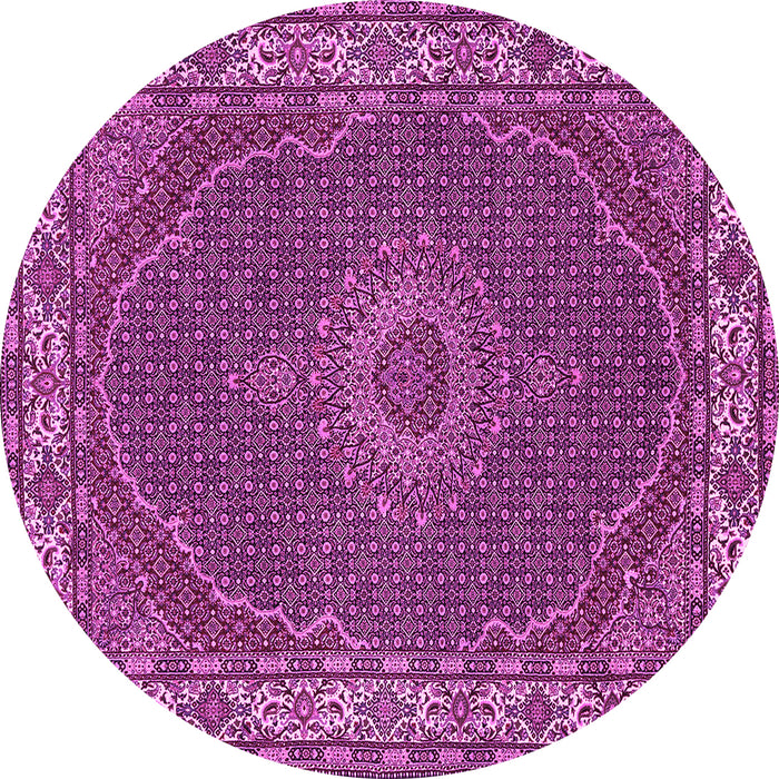 Round Machine Washable Medallion Pink Traditional Rug, wshtr949pnk