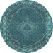 Round Medallion Light Blue Traditional Rug, tr949lblu