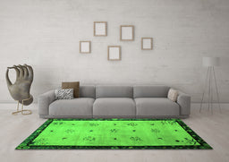 Machine Washable Oriental Green Asian Inspired Area Rugs in a Living Room,, wshtr94grn