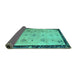 Sideview of Oriental Turquoise Asian Inspired Rug, tr94turq