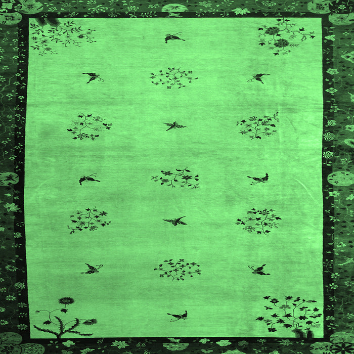 Square Oriental Emerald Green Asian Inspired Rug, tr94emgrn