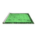 Sideview of Machine Washable Oriental Emerald Green Asian Inspired Area Rugs, wshtr94emgrn