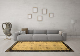Machine Washable Oriental Brown Asian Inspired Rug in a Living Room,, wshtr94brn