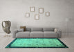 Machine Washable Oriental Turquoise Asian Inspired Area Rugs in a Living Room,, wshtr94turq