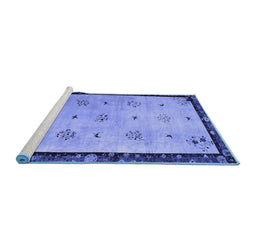 Sideview of Machine Washable Oriental Blue Asian Inspired Rug, wshtr94blu