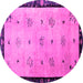 Round Oriental Pink Asian Inspired Rug, tr94pnk