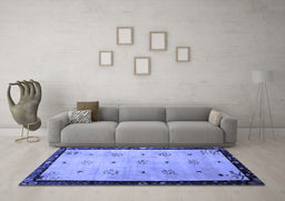 Machine Washable Oriental Blue Asian Inspired Rug in a Living Room, wshtr94blu