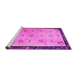 Sideview of Machine Washable Oriental Pink Asian Inspired Rug, wshtr94pnk