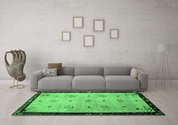 Machine Washable Oriental Emerald Green Asian Inspired Rug, wshtr94emgrn