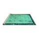 Sideview of Machine Washable Oriental Turquoise Asian Inspired Area Rugs, wshtr94turq