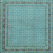 Square Machine Washable Persian Light Blue Traditional Rug, wshtr950lblu