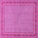 Square Machine Washable Persian Pink Traditional Rug, wshtr950pnk