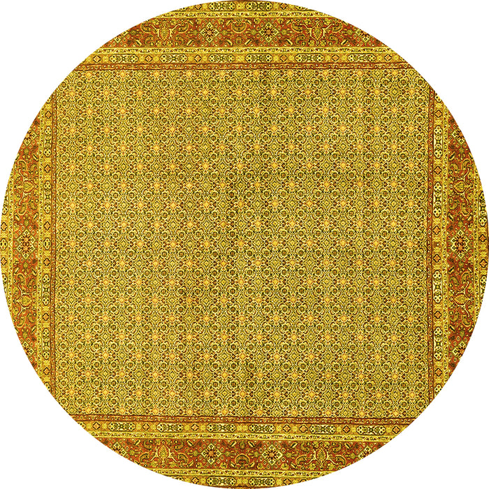 Round Persian Yellow Traditional Rug, tr950yw