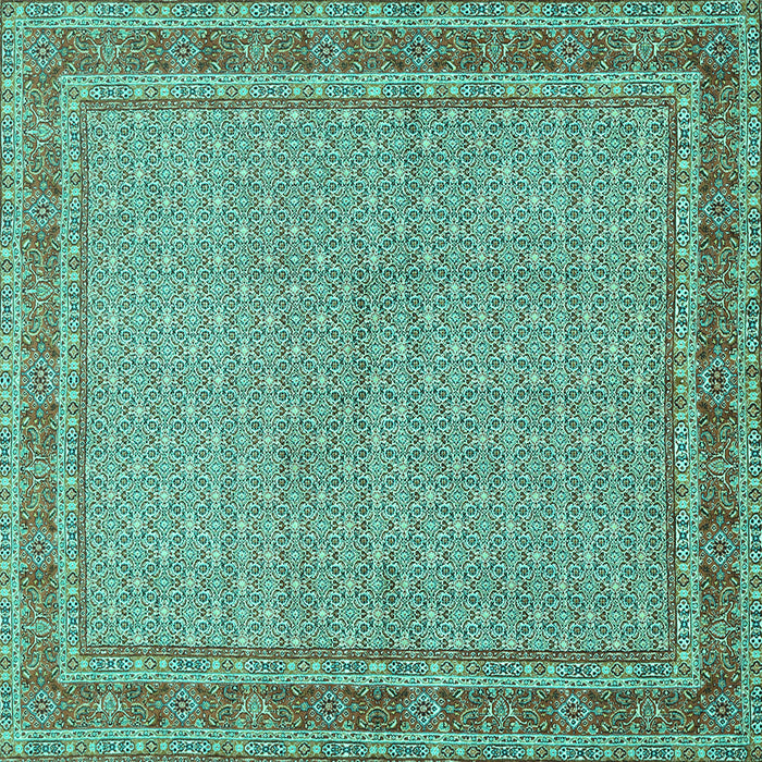 Square Machine Washable Persian Turquoise Traditional Area Rugs, wshtr950turq