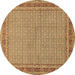 Round Persian Brown Traditional Rug, tr950brn