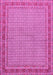 Machine Washable Persian Pink Traditional Rug, wshtr950pnk
