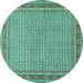 Round Persian Turquoise Traditional Rug, tr950turq