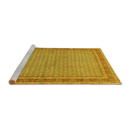 Sideview of Machine Washable Persian Yellow Traditional Rug, wshtr950yw
