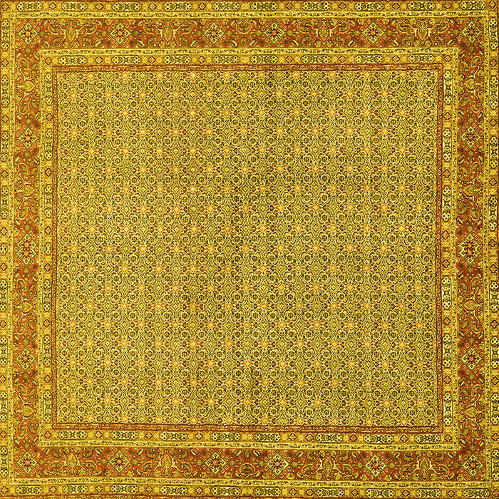 Square Machine Washable Persian Yellow Traditional Rug, wshtr950yw