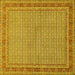 Square Machine Washable Persian Yellow Traditional Rug, wshtr950yw