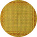 Round Machine Washable Persian Yellow Traditional Rug, wshtr950yw