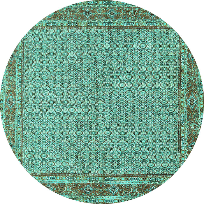 Round Machine Washable Persian Turquoise Traditional Area Rugs, wshtr950turq