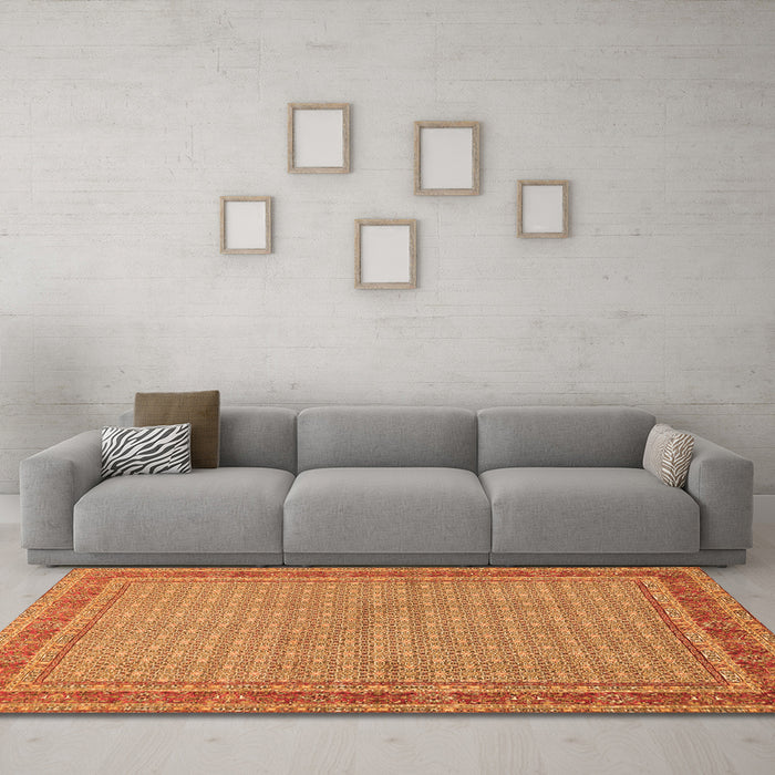 Machine Washable Persian Orange Traditional Area Rugs in a Living Room, wshtr950org