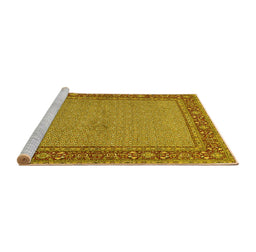 Sideview of Machine Washable Persian Yellow Traditional Rug, wshtr951yw