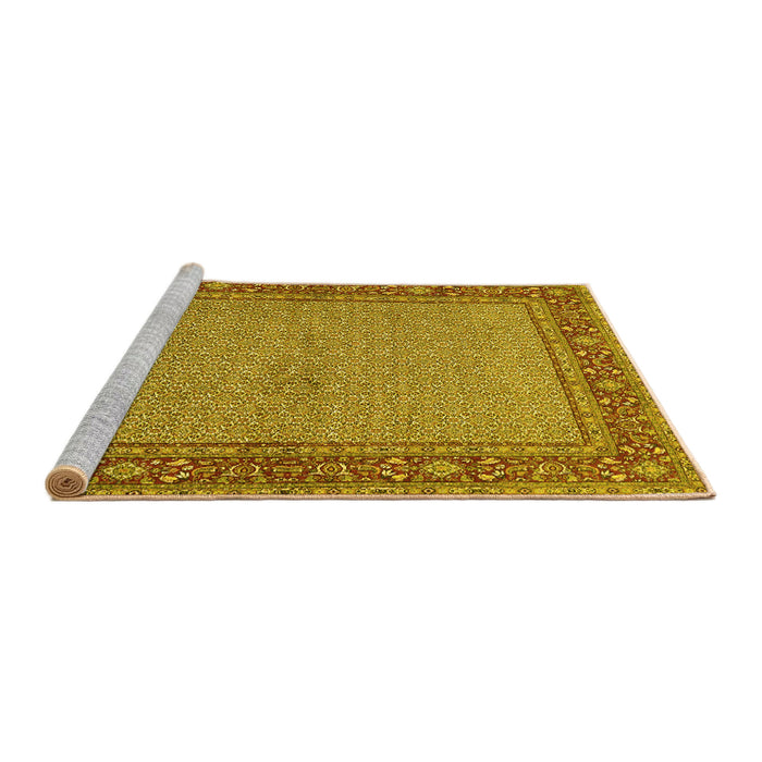 Sideview of Machine Washable Persian Yellow Traditional Rug, wshtr951yw