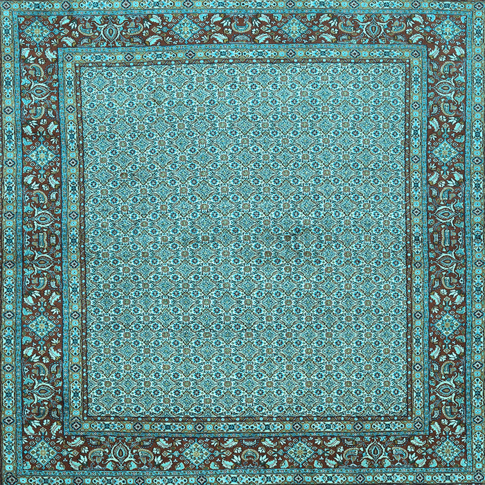 Square Machine Washable Persian Light Blue Traditional Rug, wshtr951lblu