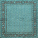 Square Machine Washable Persian Light Blue Traditional Rug, wshtr951lblu