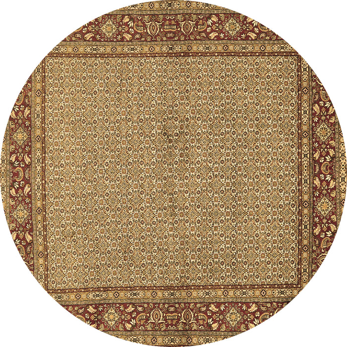 Round Machine Washable Persian Brown Traditional Rug, wshtr951brn