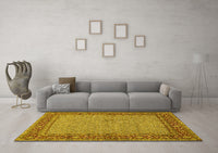 Machine Washable Persian Yellow Traditional Rug, wshtr951yw