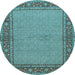 Round Persian Light Blue Traditional Rug, tr951lblu