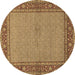 Round Persian Brown Traditional Rug, tr951brn