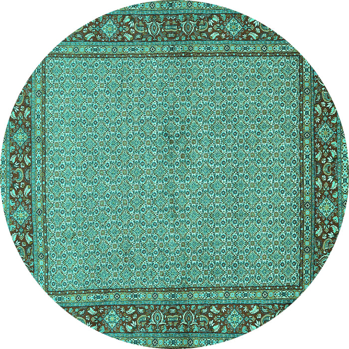 Round Machine Washable Persian Turquoise Traditional Area Rugs, wshtr951turq