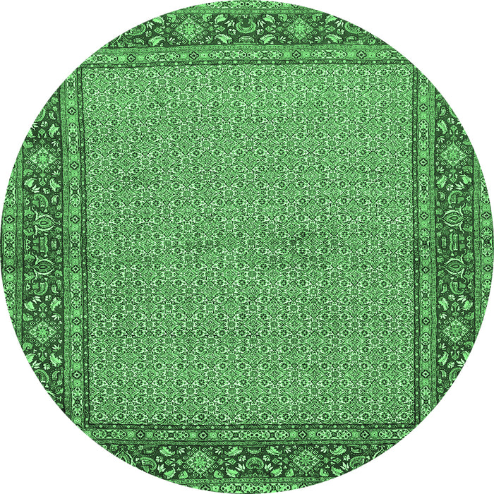 Round Persian Emerald Green Traditional Rug, tr951emgrn