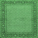 Square Machine Washable Persian Emerald Green Traditional Area Rugs, wshtr951emgrn