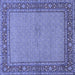 Square Machine Washable Persian Blue Traditional Rug, wshtr951blu